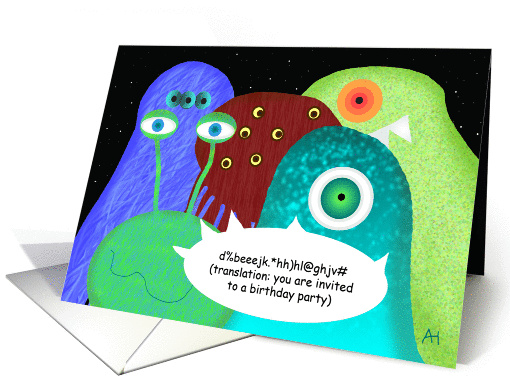 Aliens in Outer Space Birthday Party Invitation card (1076616)