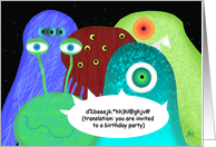 Aliens in Outer Space Birthday Party Invitation card