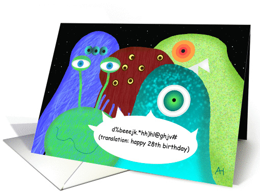Aliens in Outer Space Happy 28th Birthday card (1080822)