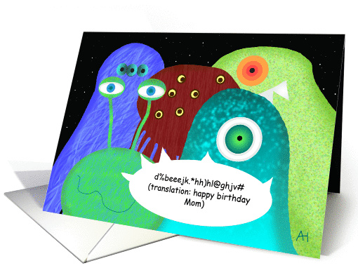 Aliens in Outer Space Happy Birthday Mom card (1080834)