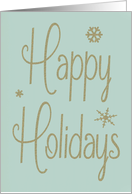 Simple, Retro Happy Holiday Card with Gold Glitter-Effect Snowflakes card
