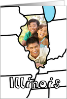 Moved to Illinois Announcement, Custom Photo in the Shape of the state card