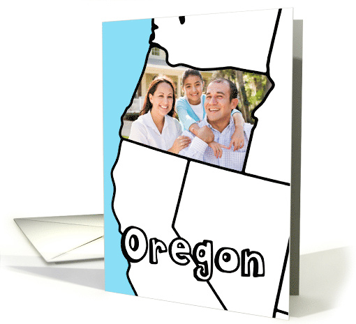 Moved to Oregon, Custom Photo in the Shape of the state card (1111084)