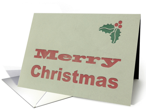Letterpress Style Retro Vintage Merry Christmas Card with Holly card