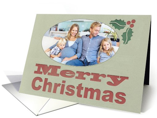 Letterpress Style, Retro Merry Custom Photo Christmas... (1117534)