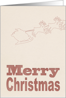 Letterpress Style, Retro Merry Christmas Card with Santa on Sleigh card