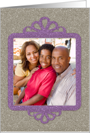 Glitter-Effect Silver, Purple Framed Custom Photo Holiday Card