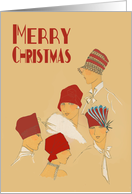 Red Hat Ladies, Vintage Fashion Christmas Card