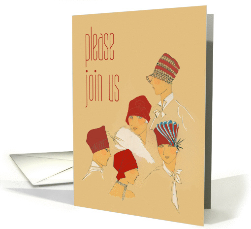 Ladies in Red Hats, Red Hat Ladies Vintage Retro Group Invitation card