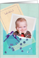 Custom Photo Vellum Envelope, Baby Boy Age 2 Birthday Party Invitation card
