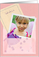 Custom Photo Vellum Envelope, Sequins Girl Age 6 Birthday Card