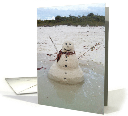 Sand Snowman on the Beach Close Up, Blank Note card (1210684)