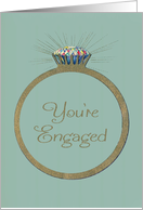 Retro Engagement Congratulations Glitter-Effect Vintage Diamond Ring card