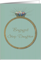 Retro Engagement Congratulations for Step Daughter Diamond Ring card