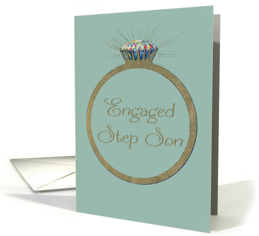 Retro Engagement Congratulations for Step Son Diamond Ring card