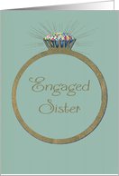 Retro Engagement Congratulations for Sister Vintage Diamond Ring card