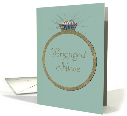 Retro Engagement Congratulations for Niece Vintage Diamond Ring card