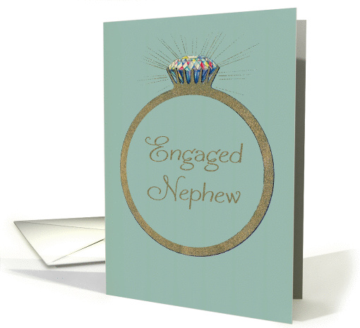 Retro Engagement Congratulations for Nephew Vintage Diamond Ring card