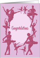Ballet Recital/Performance Congratulations, Glitter-Effect Ballerinas card