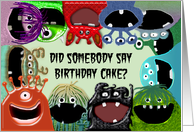 Cute Monster Birthday Greeting Card From Group, All of Us card