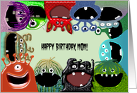 Cute Monster - Happy Birthday Mom From Your Little Monsters card