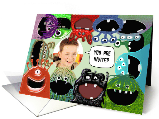 Cute Monster Birthday Party Invitation - Custom Photo card (1253408)