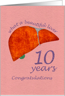 Liver Transplant - 10 Year Anniversary Congratulations Card