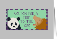 Birthday Coupon for a Trip to the Zoo, Happy Birthday card