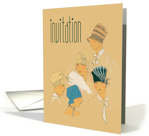 Vintage Ladies in Hats, Cancer Head Shaving Party Invitation card