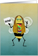 Hippie Bee Day, Name Specific Happy Birthday Card for Michael card