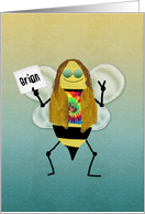 Hippie Bee Day, Name Specific Happy Birthday Card for Brian card