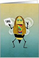 Hippie Bee Day, Name Specific Happy Birthday Card for Tony card