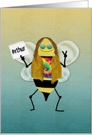 Hippie Bee Day, Name Specific Happy Birthday Card for Arthur card