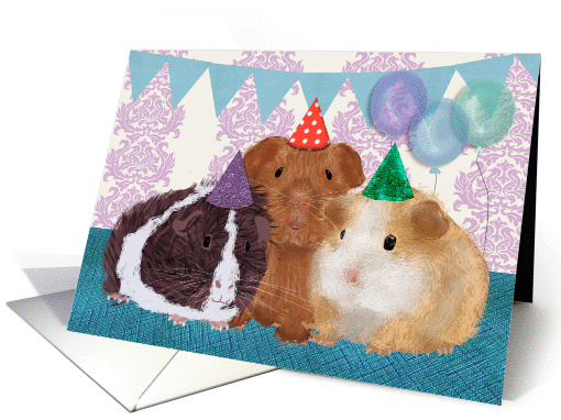 Guinea Pigs in Birthday Hats - Birthday card (1318868)
