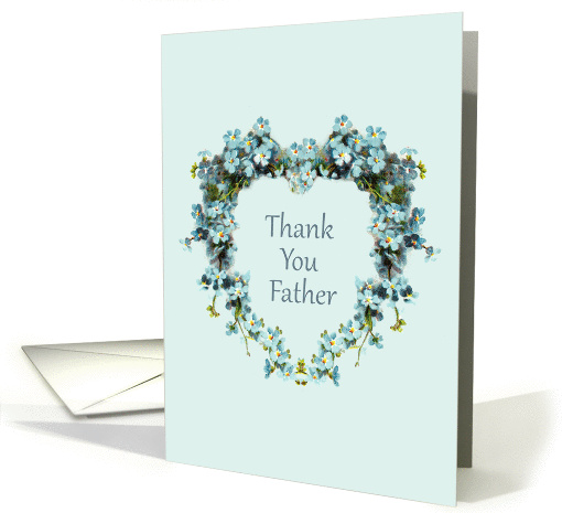 Thank You for Father (Priest) Heart Shaped Forget-Me-Nots card