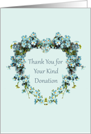 Thank You for Donation, Heart Shaped Forget-Me-Nots card