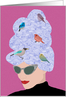 Birds on Beehive Hair Birthday Card
