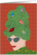 Birds on Beehive Hair Christmas Card from Hair stylist card