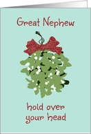 Mistletoe Kiss Christmas Card for Great Nephew card