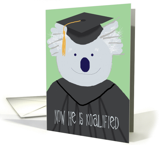 Funny Koala Bear Graduation Announcement for Son card (1385780)