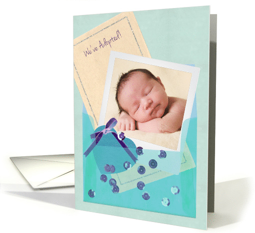 Custom Photo Adoption Announcement for Baby Boy card (1386818)