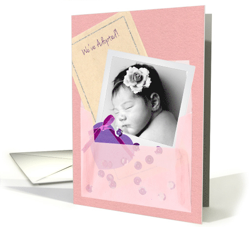Custom Photo Adoption Announcement for Baby Girl card (1386826)