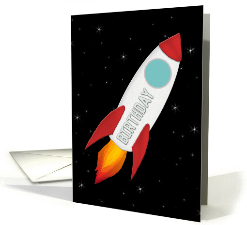 Birthday Party Invitation with a Cute Rocket Ship card (1387392)