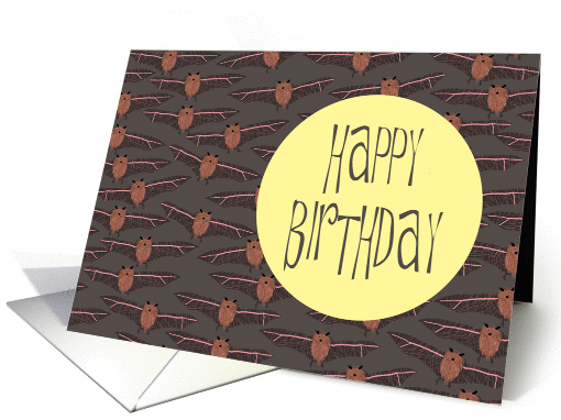 Birthday on Halloween Card with Bats Flying Around the Moon card
