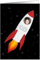 Custom Photo 6th Birthday Rocket Ship Card