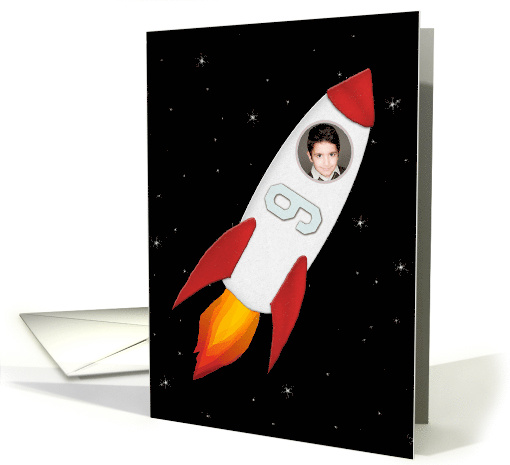 Custom Photo 9th Birthday Rocket Ship card (1388404)