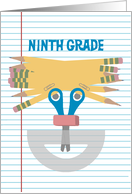 Back to School Ninth Grade School Supply Happy Face card