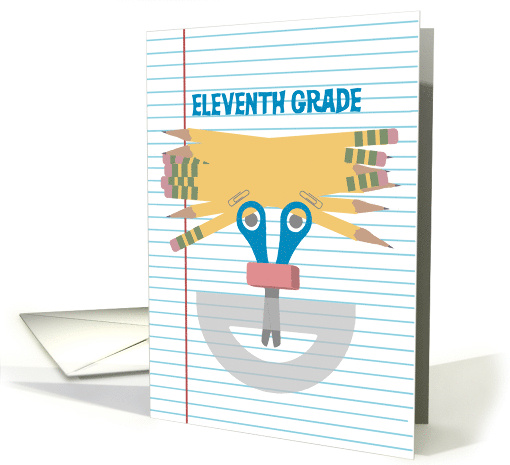 Back to School Eleventh Grade School Supply Happy Face card (1388876)