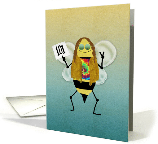 Hippie Bee Day, Happy 101st Birthday card (1389808)