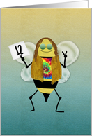 Hippie Bee Day, Happy 12th Birthday Card